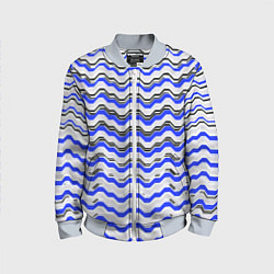 Детский бомбер Black and blue stripes on a white background