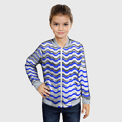 Бомбер детский Black and blue stripes on a white background, цвет: 3D-серый — фото 2