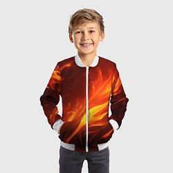 Бомбер детский Яркие языки пламени, цвет: 3D-белый — фото 2