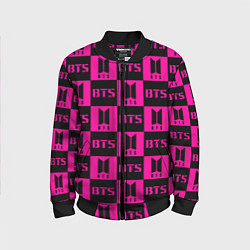 Детский бомбер BTS pattern pink logo