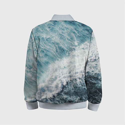 Детский бомбер Морская бирюзовая волна / 3D-Серый – фото 2