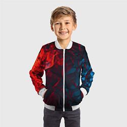 Бомбер детский Темная абстракция с разломом красных плит, цвет: 3D-белый — фото 2