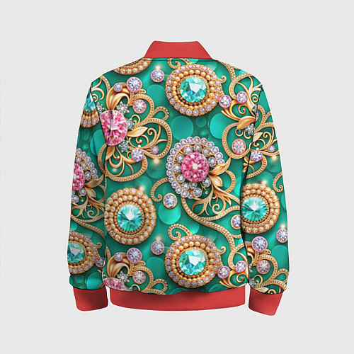 Детский бомбер Ювелирные бирюзовые украшение с золотом и бриллиан / 3D-Красный – фото 2