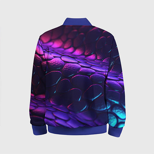 Детский бомбер Фиолетовая абстрактная текстура неоновая / 3D-Синий – фото 2