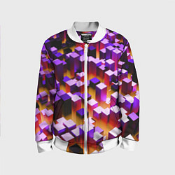 Детский бомбер Фиолетовые блоки в оранжевом тумане