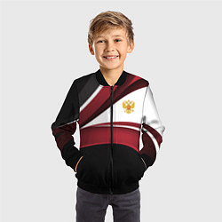 Бомбер детский Униформа Россия - бордовая, цвет: 3D-черный — фото 2
