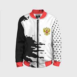 Бомбер детский Россия герб звёзды в красках, цвет: 3D-красный