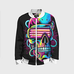 Детский бомбер Cyber skull - ai art neon