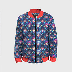 Бомбер детский Парень и девушка аниме паттерн, цвет: 3D-красный
