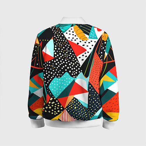 Детский бомбер Abstract patchwork - ai art / 3D-Белый – фото 2