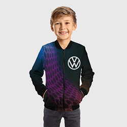Бомбер детский Volkswagen neon hexagon, цвет: 3D-черный — фото 2