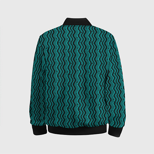 Детский бомбер Чёрно-бирюзовый волнистые линии / 3D-Черный – фото 2