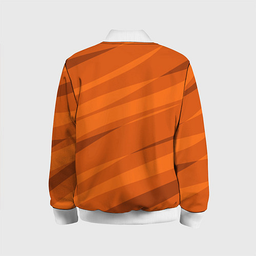 Детский бомбер Тёмный оранжевый полосами / 3D-Белый – фото 2
