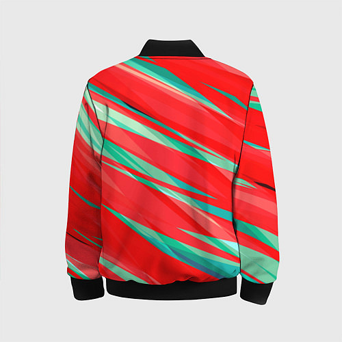 Детский бомбер Красный и бирюзовый абстрактный полосы / 3D-Черный – фото 2