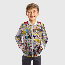 Бомбер детский Right now NewJeans and Takashi Murakami, цвет: 3D-белый — фото 2