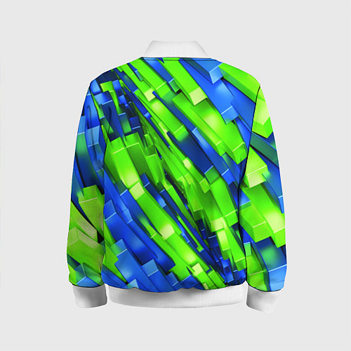 Детский бомбер Сине-зеленые наклонные блоки / 3D-Белый – фото 2