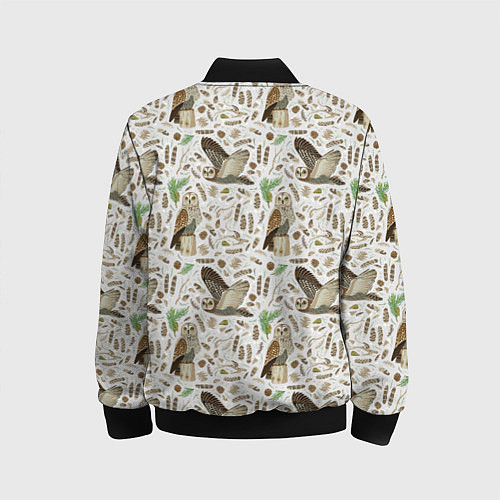 Детский бомбер Совы и перья / 3D-Черный – фото 2