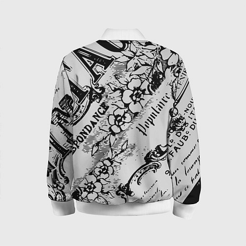 Детский бомбер Старая газета / 3D-Белый – фото 2