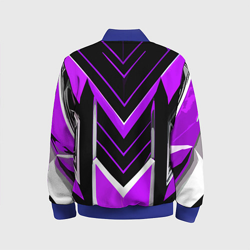 Детский бомбер Фиолетово-серые полосы на чёрном фоне / 3D-Синий – фото 2