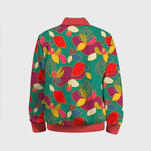 Детский бомбер Ягодно-цветочная абстракция / 3D-Красный – фото 2