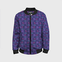 Бомбер детский Пара розовых фламинго и пальмы, цвет: 3D-черный