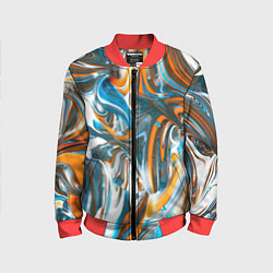Бомбер детский Иллюзия смешанных абстрактных красок, цвет: 3D-красный