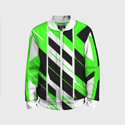 Бомбер детский Black and green stripes on a white background, цвет: 3D-белый