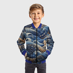 Бомбер детский Джинсовые волны - нейросеть, цвет: 3D-синий — фото 2