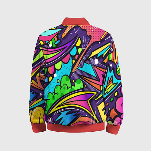 Детский бомбер Яркое граффити / 3D-Красный – фото 2