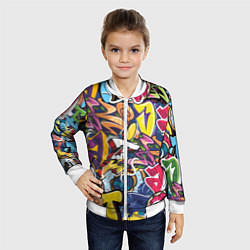 Бомбер детский Буква т в граффити, цвет: 3D-белый — фото 2