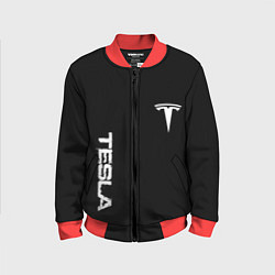 Детский бомбер Tesla logo white