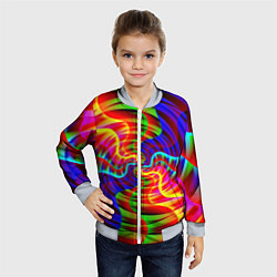 Бомбер детский Абстрактные волнистые линии, цвет: 3D-серый — фото 2