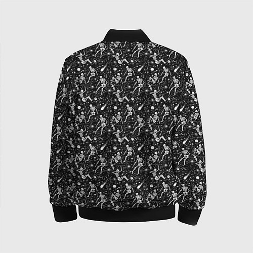 Детский бомбер Скетч с изображением скелетов на черном фоне / 3D-Черный – фото 2