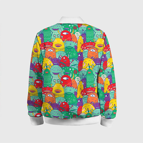 Детский бомбер Разноцветные монстрики / 3D-Белый – фото 2
