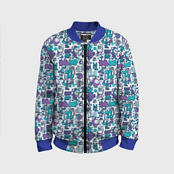 Бомбер детский Граффити крючок и петля, цвет: 3D-синий