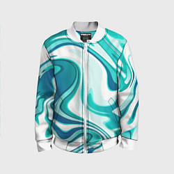 Бомбер детский Кислотно синий белый мраморный фон, цвет: 3D-белый