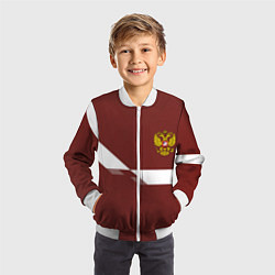 Бомбер детский Россия спорт геометрия, цвет: 3D-белый — фото 2