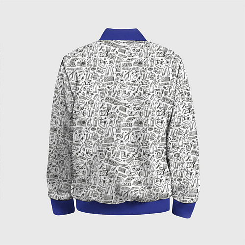 Детский бомбер Дудл граффити рэперское - паттерн / 3D-Синий – фото 2