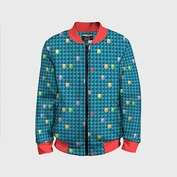 Бомбер детский Синяя мозаика с цветными деталями, цвет: 3D-красный
