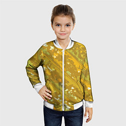 Бомбер детский Белые фрагменты на жёлтом фоне, цвет: 3D-белый — фото 2
