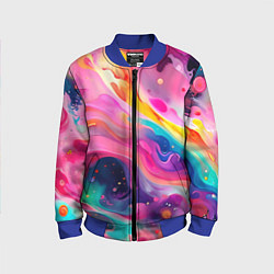 Бомбер детский Акварельный узор, цвет: 3D-синий