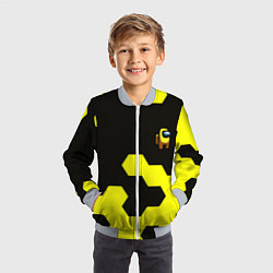 Бомбер детский Амонг ас текстура броня, цвет: 3D-серый — фото 2