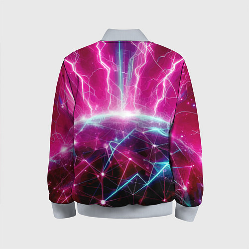 Детский бомбер Неоновые молнии ударяют в планету - нейроарт / 3D-Серый – фото 2