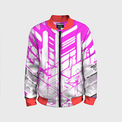 Детский бомбер Агрессивные розовые полосы на белом фоне