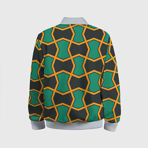 Детский бомбер Геометрический узор желто-зеленый / 3D-Серый – фото 2