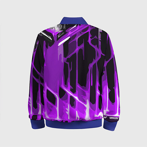 Детский бомбер Abstract purple stripes on a black background / 3D-Синий – фото 2