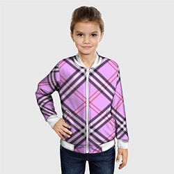 Бомбер детский Стильная клетка - крупно, цвет: 3D-белый — фото 2
