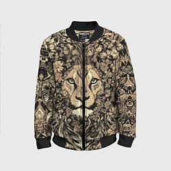 Детский бомбер Лев среди узоров из цветов