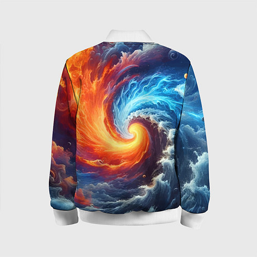 Детский бомбер Столкновение двух стихий - инь янь / 3D-Белый – фото 2