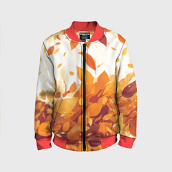 Бомбер детский Осенние опавшие листья, цвет: 3D-красный
